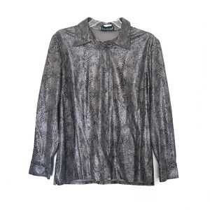 Harvé Benard Snakeskin Button Down Top